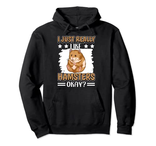 Hammy I Just Really Like Hamsters Pullover Hoodie, Black