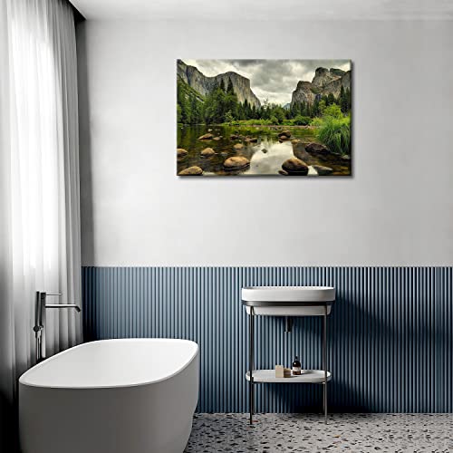 Green Wall Art Painting Yosemite National Park Clear Water Lake Mountain Trees Rocks Pictures Prints On Canvas Landscape The Picture Decor Oil For Home Modern Decoration Print For Items #TOP3