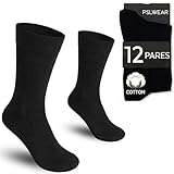 PSL WEAR 12 Pares | Calcetines Hombre Negros | 85% Algodón | Calcetines Negros Hombre de Vestir, Ejecutivo, Trabajo y Traje