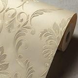 Estilo: estilo europeo Papel de Pared Living Room En Relieve del Fondo del Papel Pintado con Textura 3D Rollos De Papel De Pared Decoración De Pared Clásico Papel Pintado del Damasco Papel Pintado (Color : Beige)