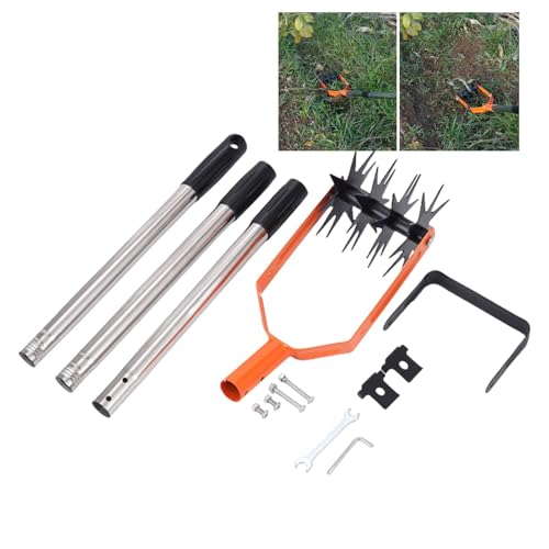Coltivatore rotante, Motozappa da giardino manuale, Allentatore del terreno per carichi pesanti, Coltivatore con impugnatura antiscivolo, Aeratore manuale per prato, Utensile rotante da giardino durev
