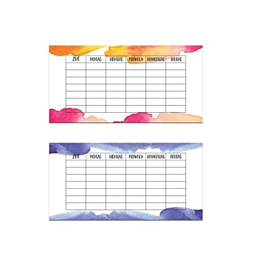 Nastami 5 x Stundenplan für Federmäppchen Pirat Stundenplan für Schulranzen beidseitig Bedruckt Schulanfang Geschenk (Aquarell)