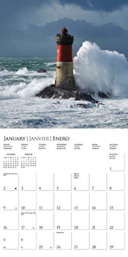 Graphique 2022 Lighthouses Wall Calendar | 12” X 12” | Thick Paper | Home & Office Organizer | Large Monthly Grid | 3 Languages & Marked Holidays | 4 Month Preview Page For 2023 #TOP5