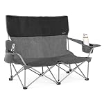 High Back Double Camping Chair, Lightweight Camping Loveseat, Grey