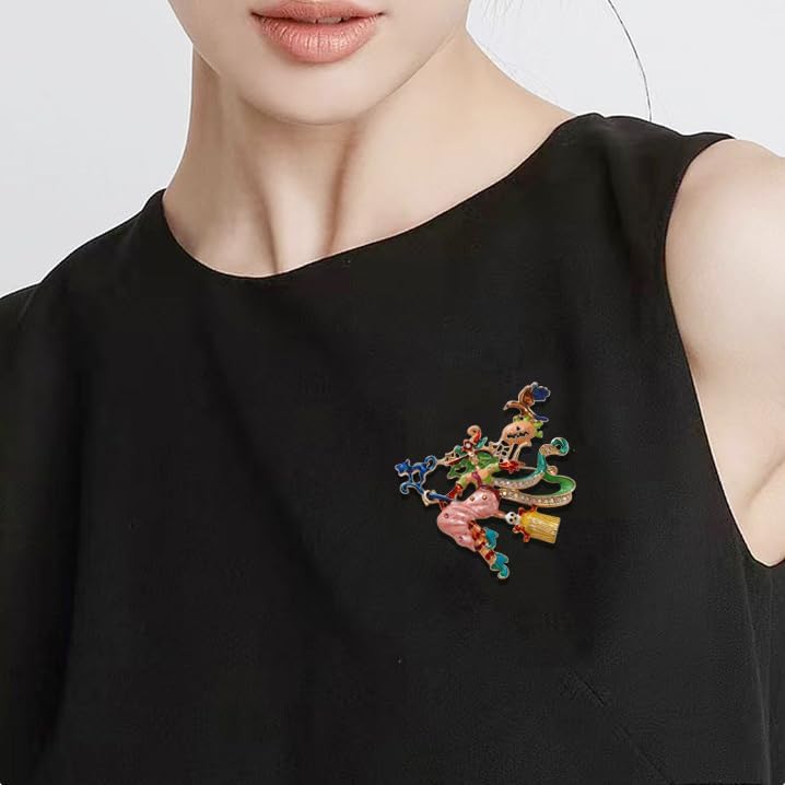 Rhinestone Witch Broom Brooch Pin for Women Unisex AB Crystal Red Green Pink Pumpkin Ghost Brooches Lapel Pins Suit Collar Dress Accessories Vintage Scarf Decoration Christmas Halloween Jewelry - Image 3