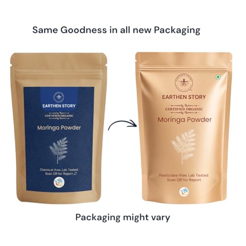 Image of Earthen Story Certified Organic Moringa Powder (200g) | Lab Tested for 270+ Pesticides | Natural Drumstick Leaf Multivitamin for Immunity & Energy | Vegan, Non-GMO Superfood