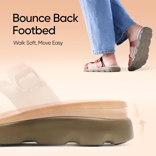 Image of Frido Cloud Comfort Orthopaedic Sandals for Women | Arch Support & Heel Cushion | Anti-Slip Sole, Adjustable Buckle | Lightweight Soft PU Footbed | Available in Open Toe & Toe Separator Style