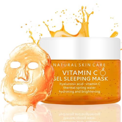 Vitamin C Mask Gel Sleep Overnight Face Mask | Glass Skin Turbo Hydrating & Brightening Face Mask With Peppermint – Overnight Mask Repair For Dull Skin, UK Vegan & Sensitive Skin Safe, 150ML