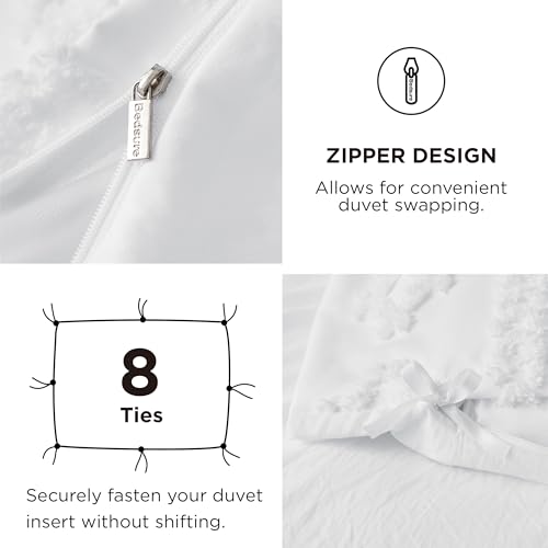 Image of Bedsure Boho Duvet Cover Queen Size, Soft & Comfortable Elegant Design Boho Bedding for Decoration, Machine Washable Comforter Cover for All Seasons,Includes 1 Duvet Cover & 2 Pillow Shams,White