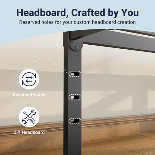 Image of Allewie Full Size Bed Frame, 14 inch Metal Platform Beds with Storage Space, No Box Spring Needed and Easy Assembly, Black