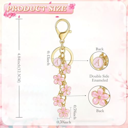 Image of SANNIDHI Keychain for Women Cute Initial Letter Flower Bag Charms Enamel Keyring for Handbag Backpack