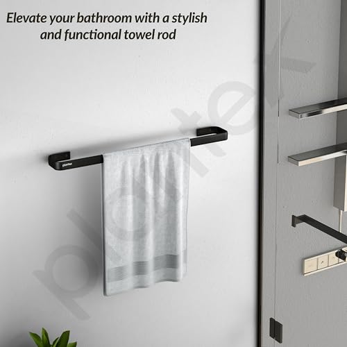 Image of Plantex Aluminium Towel Holder for Bathroom /24 inch Single Towel Rod /Towel Bar /Towel Hanger /Bathroom Accessories -Pack of 1 (1512, Black)