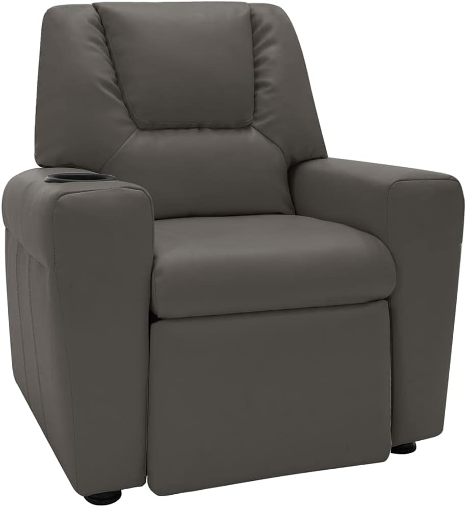 vidaXL Sillón TV Reclinable Respaldo Ajustable Reposapiés Silla Asiento Salón Oficina Muebles Relajante Ergonómico Cuero Sintético Gris
