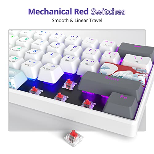 Image of 60% Mechanical Keyboard 61-Key Wired Gaming Keyboard with Red Switch RGB Lighting Effect PBT Keycaps Ultra-Compact Mini Keyboard Suitable for Win /Mac(61 White)