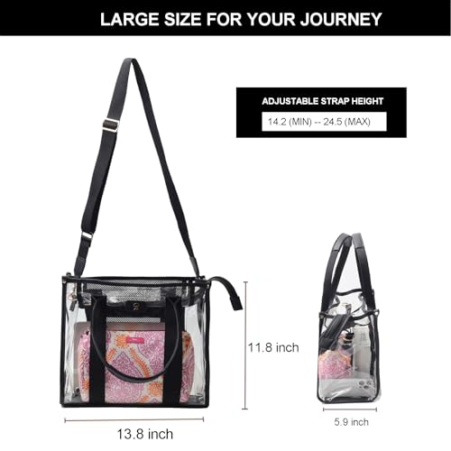 Bolso Tote Transparente Grande con Correa Ajustable miniatura 3
