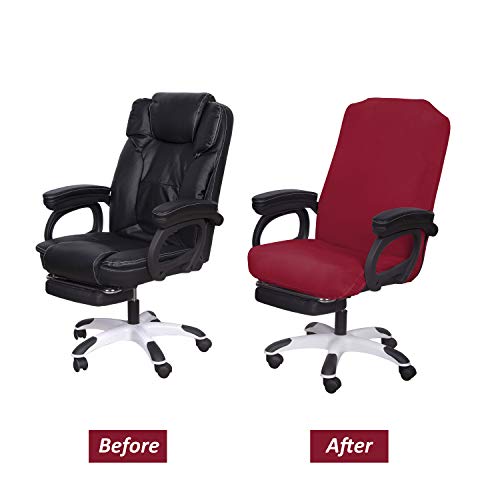 Image of SARAFLORA Red Office Chair Covers Stretch Washable Computer Chair Slipcovers for Universal Rotating Boss Chair Large Size