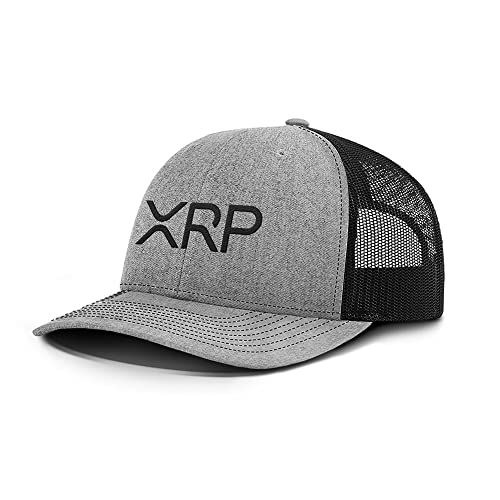 XRP - Cotton Snapback Hat - Breathable Mesh Side for Casual Wear & Outdoor Activities All Seasons - Baseball Cap Women and Men (Heather Front/Black Mesh)