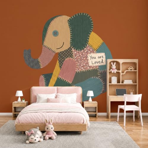 Papier peints géant panoramique éléphant patchwork pour cacher un mur blanc