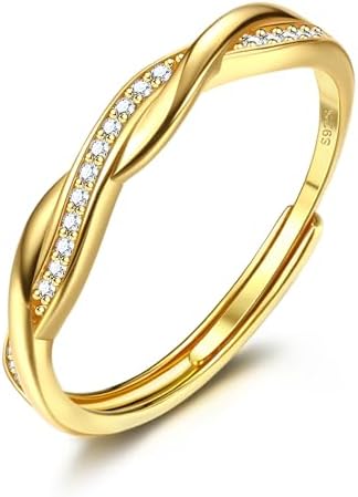 JeweBella 925 Silver Adjustable Ring for Women Stackable Thumb Ri...