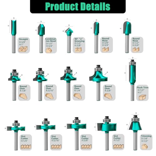CSOOM 30-Piece 1/4-Inch Router Bit Set