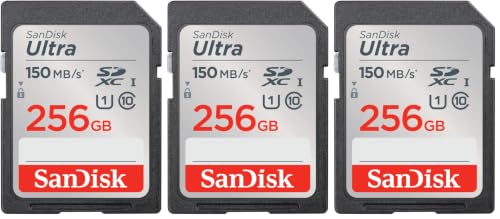 Image of SANDISK 256GB Ultra SDXC UHS-I Memory Card - Up to 150MB /s, C10, U1, Full HD, SD Card - SDSDUNC-256G-GN6IN (Pack of 3)