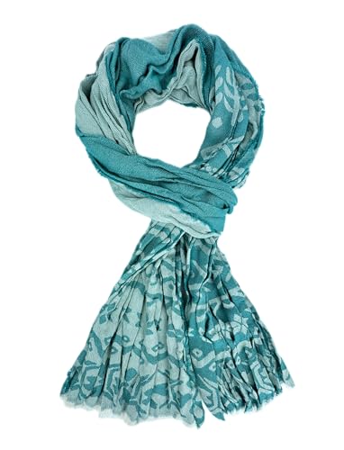 Écharpe légère en coton pour femme et homme bleu pétrole étui jacquard froissé de mi-saison