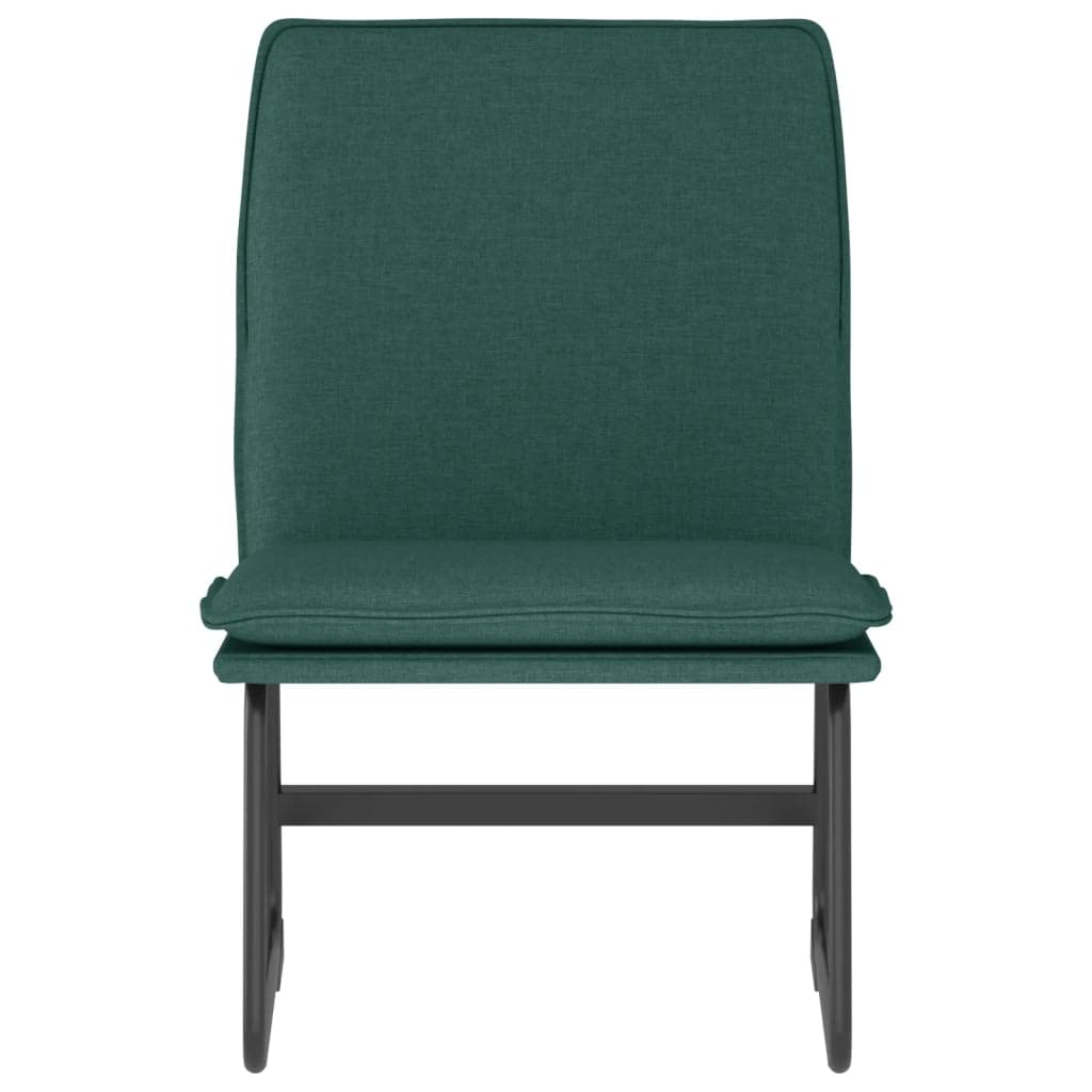 Fotel wypoczynkowy ciemnozielony 52 x 75 x 76 cm, pokrowiec z tkaniny, metalowa rama, wygodny fotel relaksacyjny do salonu, sypialni, biura
