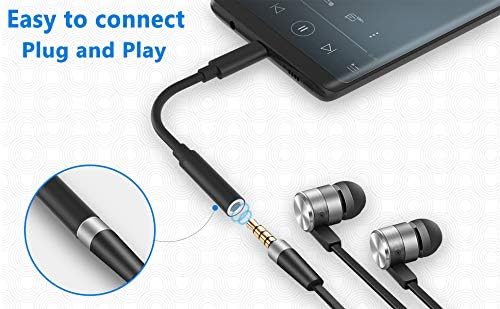USB-C to 3.5 mm Headphone Jack Adapter to 3.5mm Aux Audio Dongle Jack Cable USB C to AUX Adapter Compatible with More USB C Devices-Black