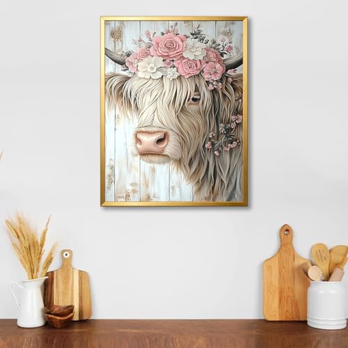 Highland Cow Canvas Wall Art 12X16in Metal Framed - image 4