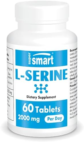 Supersmart - Suplemento L-Serine de 2000 mg por día (fácil de tomar) - Suplemento de aminoácidos | Sin OMG y sin gluten - 60 tabletas