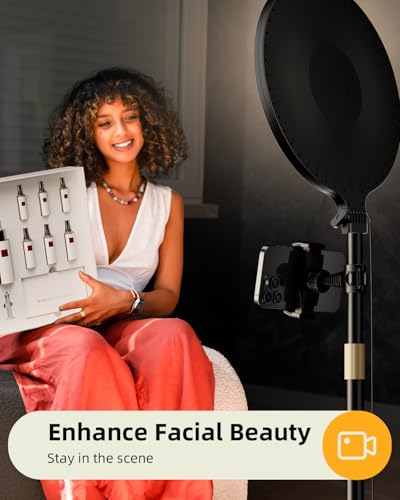 Image of 10.5 inch Ring Light with Stand and Phone Holder - 69 inch Tripod for iPhone with Light, Professional Led Ringlight for Video Recording /Make up /Streaming, Full Screen Light Ring for YouTube, Tiktok (Black) | with Light Professional Led Full Screen Ringlight for Video Recording /Make up /Streaming for YouTube, Tiktok (Black)