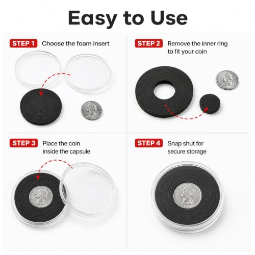 Image of 84 Pieces 46 mm Coin Capsules, with Foam Gasket and Plastic Storage Box