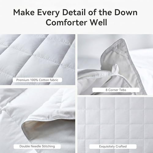 Image of L LOVSOUL Goose Feather Down Fiber Comforter Cali King Size, 100% Organic Cotton Fabric Duvet Insert,1200TC,750+Fill Power, Hotel Collection, Light Weight White with 8 Tabs,104X96IN