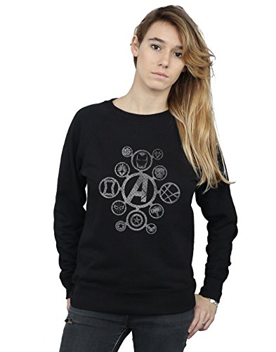 Marvel Women's Avengers Infinity War Distressed Metal Icons Sweatshirt Black Medium