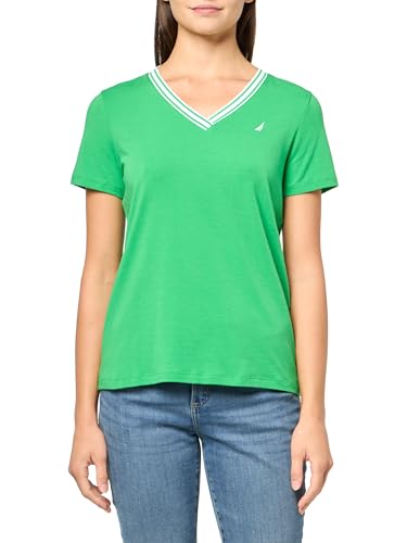 Image of Nautica Women's Solid V-Neck Short Sleeve T-Shirt Shirt