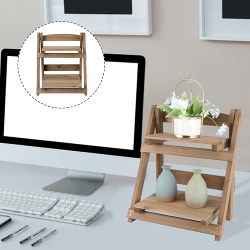 Support pliable pour pots de fleurs avec une structure stable en bois à 2 niveaux - 8