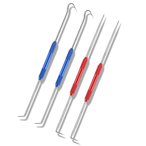 Image of Salior 4PCS CarbonSteel Hook Tool and Pick Set,Double End Pick and Hook Set Auxiliary Dismantling Fittings,Universal O Ring Pick Set and Hook Tool Car Accessories Fit for Most Vehicles (Red+Blue)