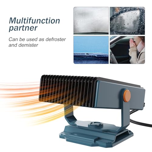 Bluessiery Calentador de Coche, 12V 150W Calefactor para Coche Portátil Desempañador de Parabrisas, 2 en 1 Ventilador de Calefacción y Refrigeración Rotación 360° para Todos Los Modelos - imagen 6