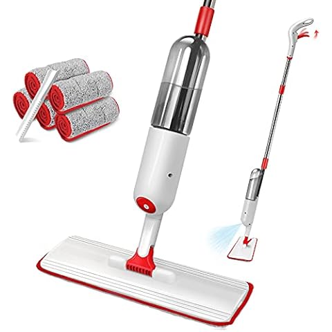 Myiosus Spray Mop, Microfiber Floor Mops with 5 Washable Pads and 500ML Spray Bottle, Water Spraying Floor Cleaner Mop for Wooden Laminate Tile Hard Floors Cover