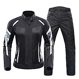Diseño de protección ajustable: chaqueta de motocicleta con puños ajustables, cuello, dobladillo para máxima movilidad, para que puedas centrarte en la carretera y montar cómodamente. Dos bolsillos exteriores protegen tus objetos de valor con protección de cremallera para evitar que tus objetos de valor se caigan de los bolsillos