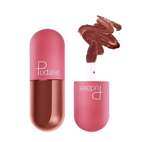 Image of Multibrite Mini Capsule Lip Glaze Women Matte Liquid Lip Gloss Beauty Glaze Waterproof Long-Lasting Non-Stick Smooth Lipstick (Dark Brown 907)