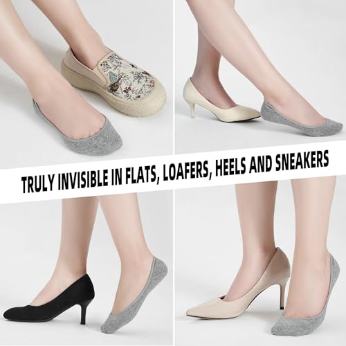 Image of ATBITER No Show Socks Womens Flats - 6 /12 Pairs Low Cut Invisible Non Slip | Ultra Ankle Liner Footies Anti-slip Hidden Socks for Sneakers Loafer Boat High Heels Summer Yoga Pilates Shoe Size 6-9 /9-11