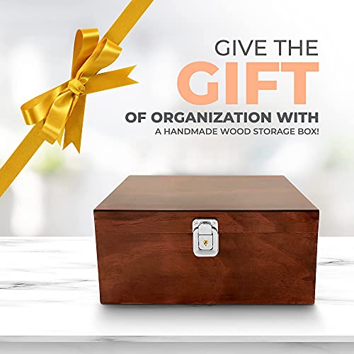 Blake & Lake Locking Wood Storage Box - Decorative Box For Home Or Office - Wooden Box With Hinged Lid Keepsake Box With Lock Oak Box For Home (Dark Oak) #TOP6