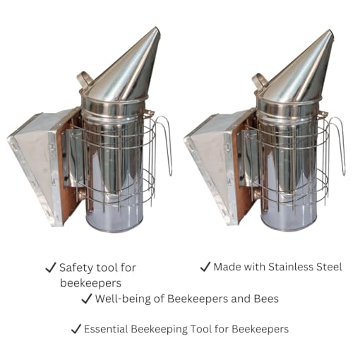 Image of ANP BEE Honey Bee Smoker for Beekeeping I Made with Stainless Steel I Essential Tool for Beekeepers I Helps in Calming The Bees I Helps Protect The Beekeeper from Stings (PO1)