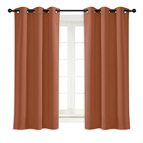 NICETOWN Burnt Orange Blackout Window Curtain for Kitchen Noise Reducing Solid Grommet Window Treatment Drapery/Drape for Decor (1 Panel, 42 by 63 inc