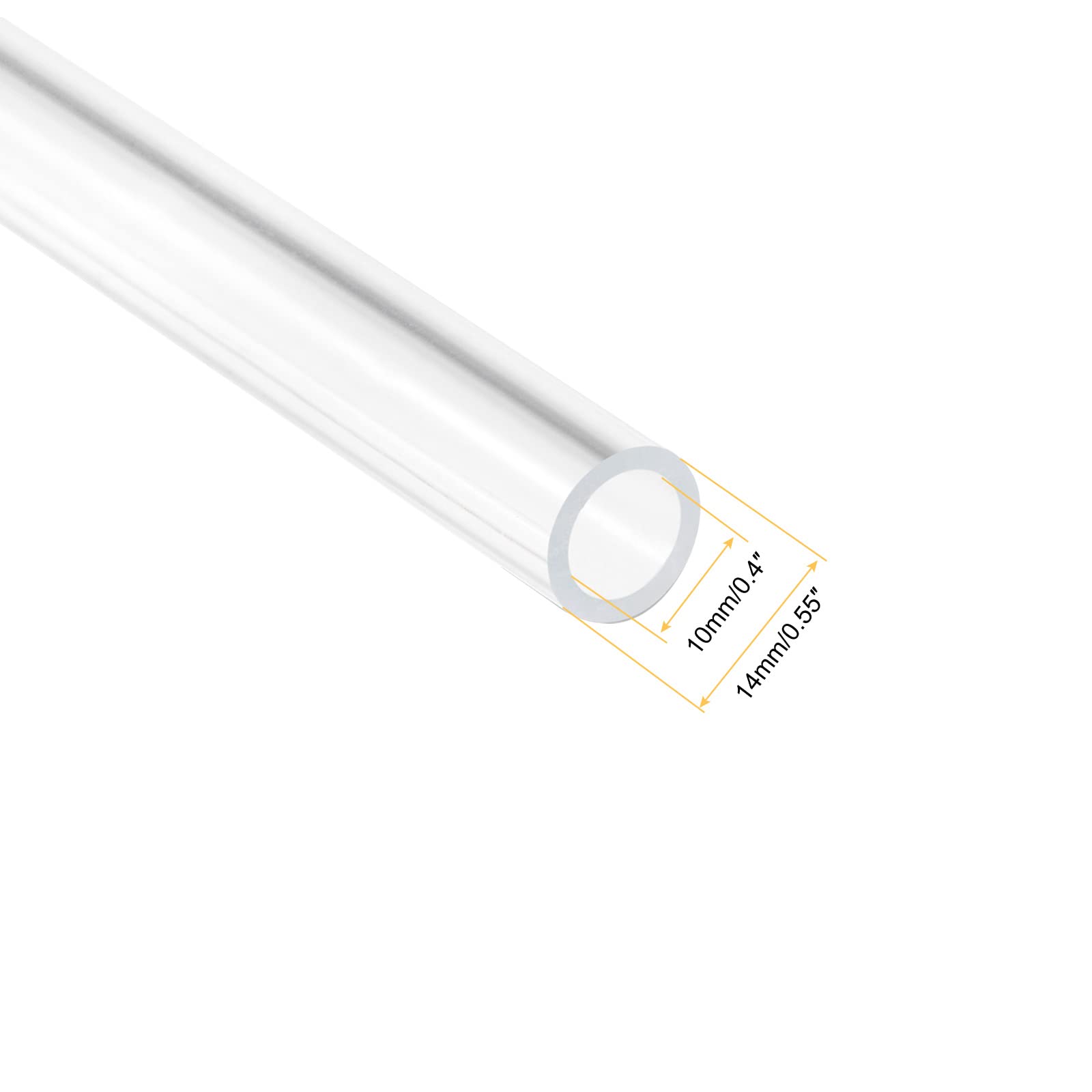 Rebower Clear Acrylic Pipe Rigid Round Tubing, [for Aquarium, Crafts, Lighting Tube] - 10mmx14mm/12