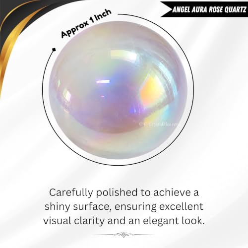 Image of Certified Angel Aura Quartz Crystal Ball for Meditation - Premium Crystal Vastu Items for Home and Feng Shui Items for Good Luck - Ideal for Pooja Supplies and Spiritual Practices (1 Inch)