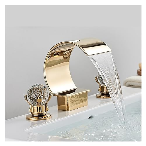 Robinet pont mont baignoire avec écoulement cascade et commande double manette - 3