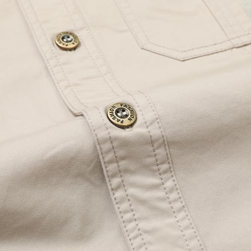 Zyvrenix Men's Long Sleeve Button Down Cotton Shirts with Pockets Apricot S - image 5