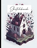  Sketch Book: Vintage Rustic Church Christian Isometric Print with Whimsical Graphics and a Pastel Color Scheme, Big Size 8.5x11 Inches, 120 Pages